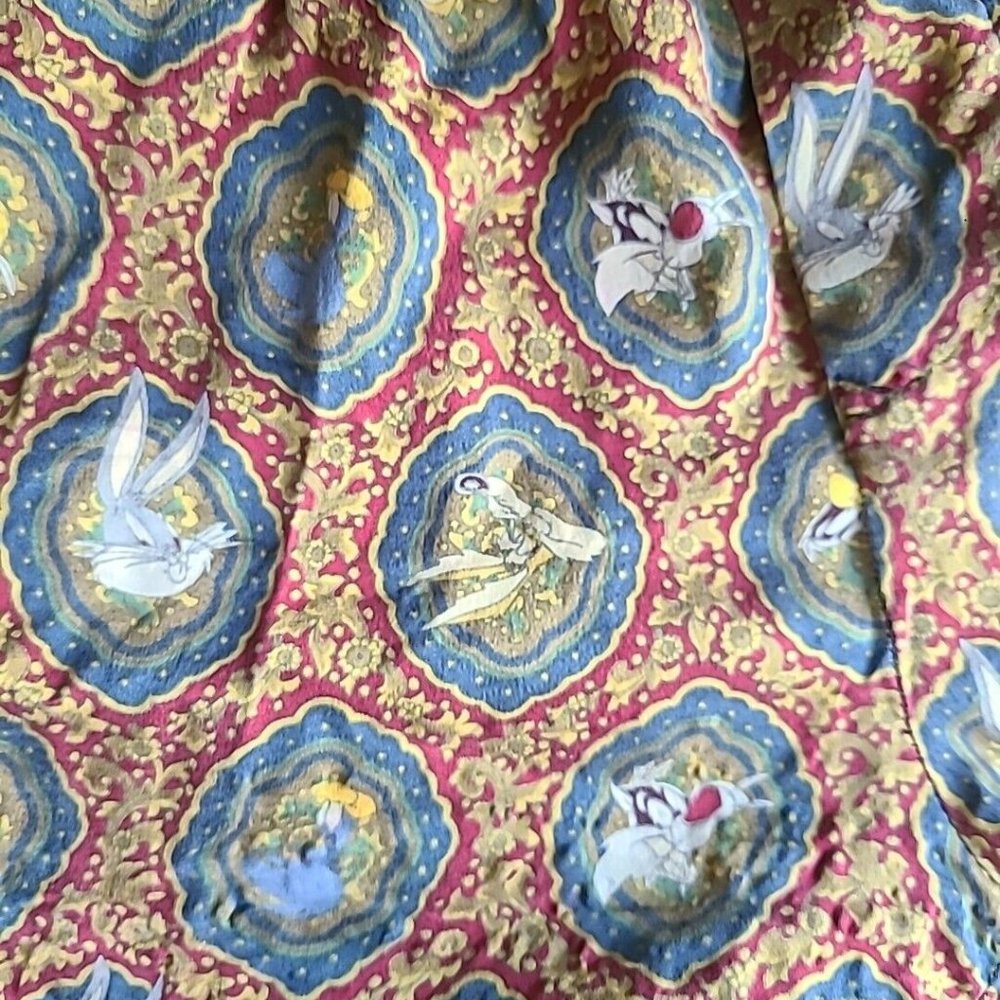 Vintage 90s Looney Tunes Mania 100% Silk Boxer Shorts L